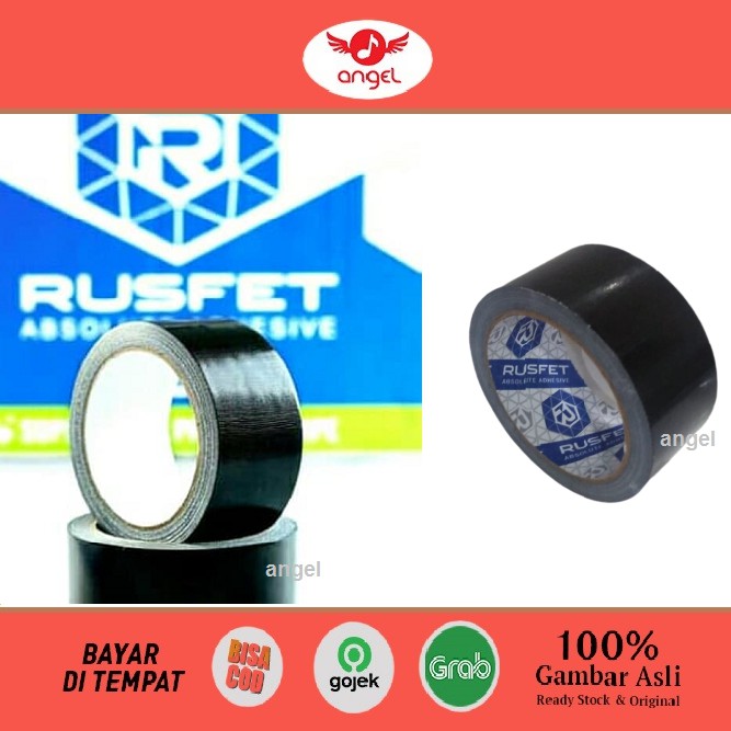 LAKBAN KAIN PREMIUM / CLOTH TAPE RUSFET WARNA HITAM / LAKBAN TEBAL TERMURAH SATUAN