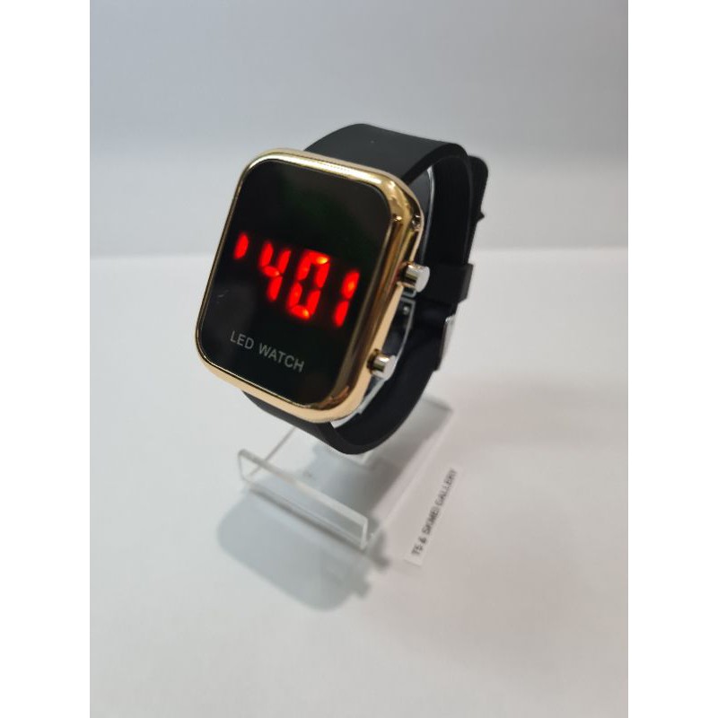 Jam Led watch 1271 original free gift box-Black gold