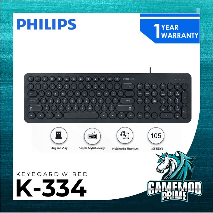 Keyboard Wired K334 USB K-334 Stylish Design Kabel