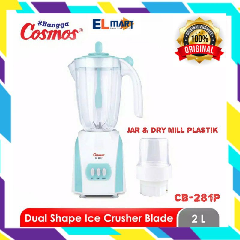 Blender Cosmos plastik 2L penghancur es CB-281P /CB281 P / CB281P ice crusher 2Liter