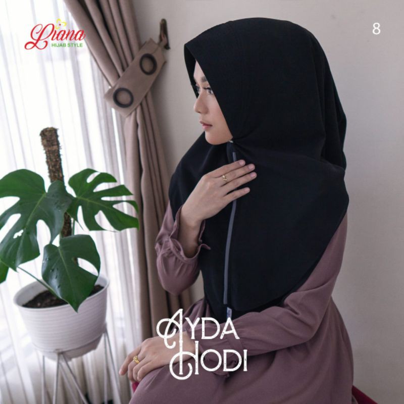 Jilbab Bergo Hoodie Hodi Ayda Ori Liana Hijab-Black