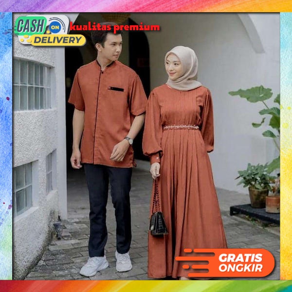 Setelan Pasangan Gamis Kemeja Terbaru Set Baju Couple Pasangan Kopel Dres Kondangan Premium Baju Cou