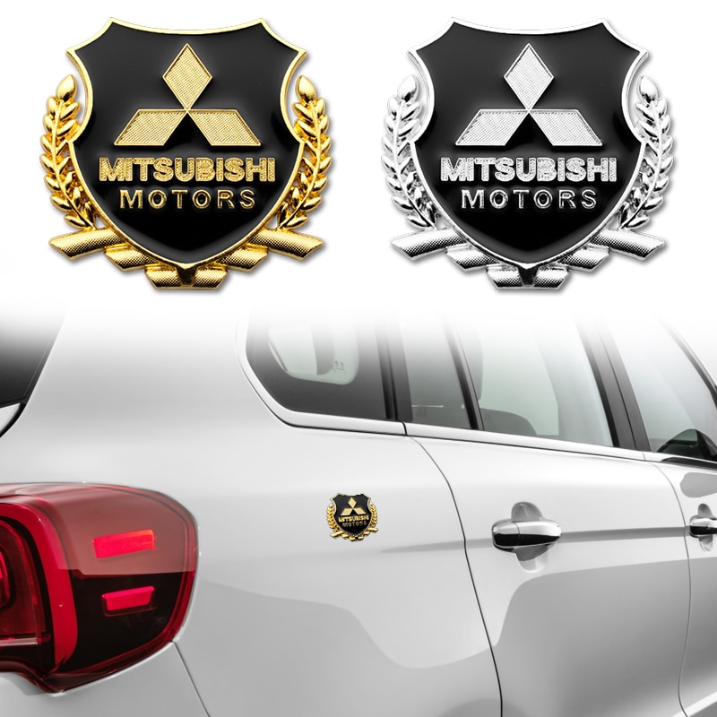 2pcs Stiker Emblem / Badge Metal Untuk Kaca Samping Mobil Mitsubishi Xpander Mirage Lancer Pajero Kuda Outlander