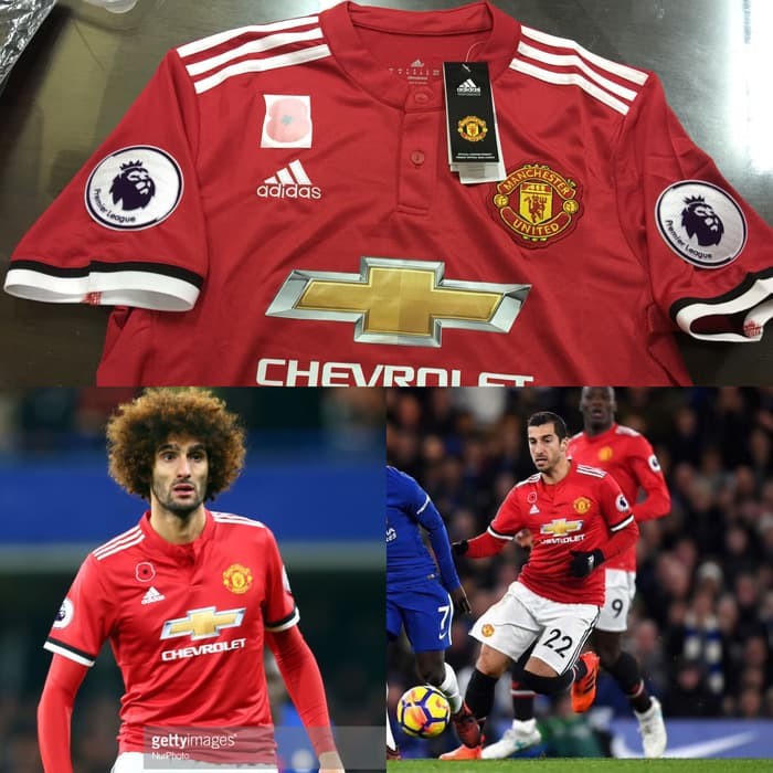 JErsey Baju Kaos MU Manchester United Home 17/18 Full Patch Poppy