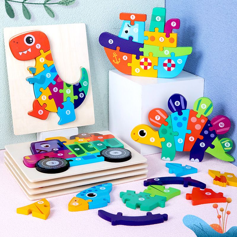 wooden chunky puzzle with number / puzzle kayu anak