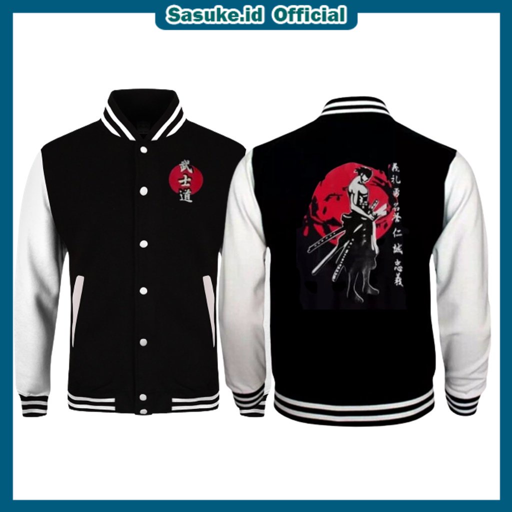 Sasuke.id&gt; Jaket Bisbol Samurai Pria Jepanese / Samurai Hoodie Bisbol Black&amp;Red /  Jaket Jumper Bisbol Pria Jepanese