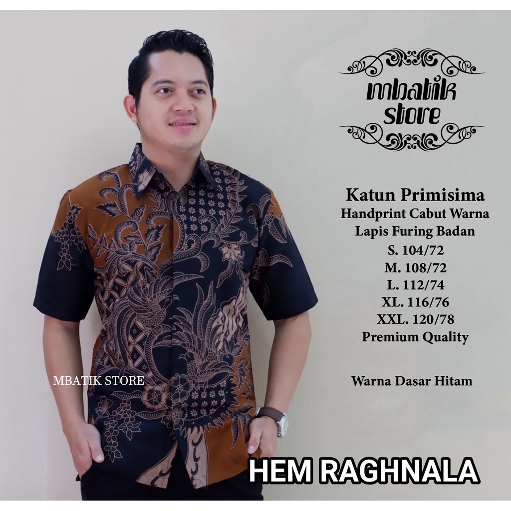 Kemeja Raghnala Biru Batik Pria Lengan Pendek Full Furing by Mbatik Store