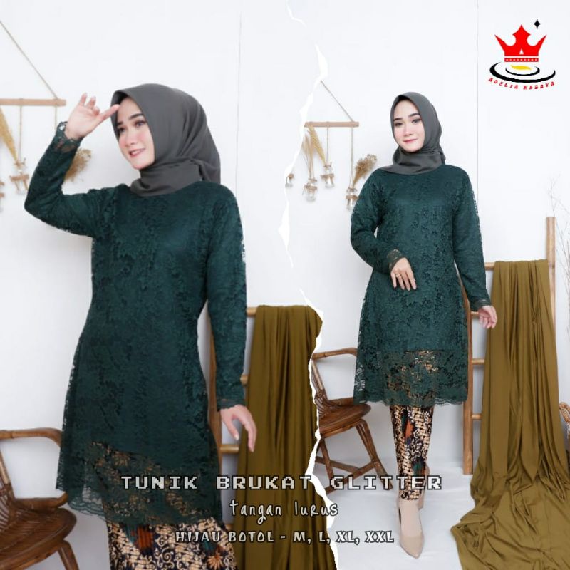 IndahKebaya | SETELAN KEBAYA DAHLIA BROKAT / KEBAYA KURUNG MODERN / TUNIK BROKAT JUMBO/KEBAYA MUSLIM