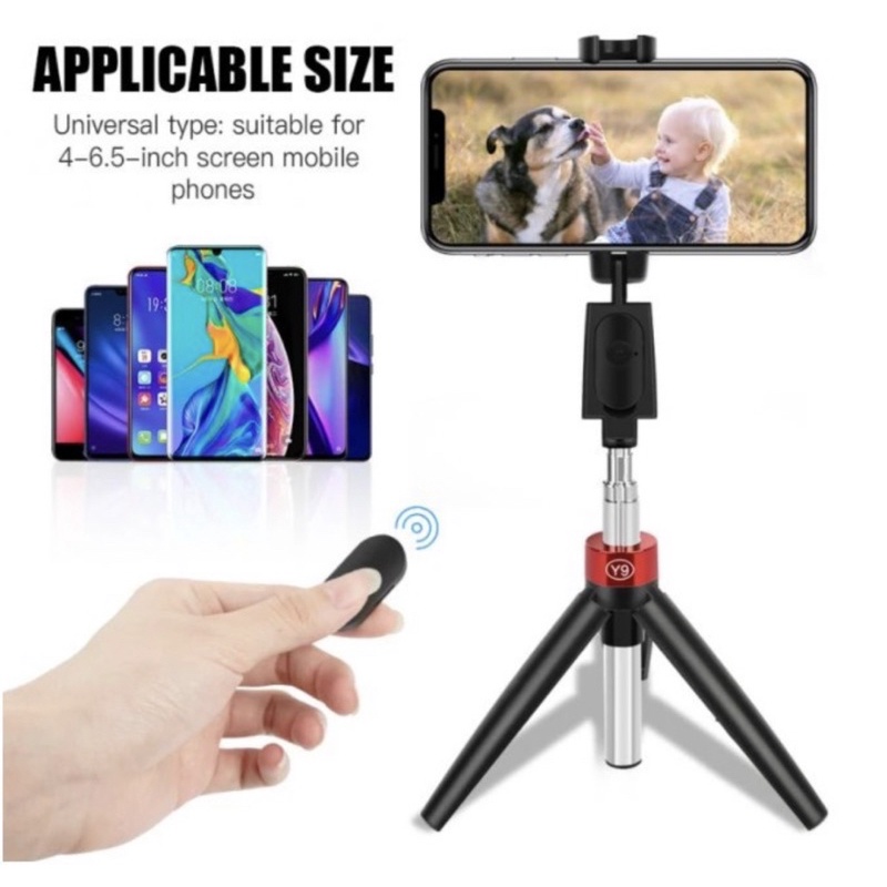 Tongsis + Tripod Y9 Bluetooth Shutter Universal Android &amp; Ios - Tongsis +tripod Y9 Bluetooth -