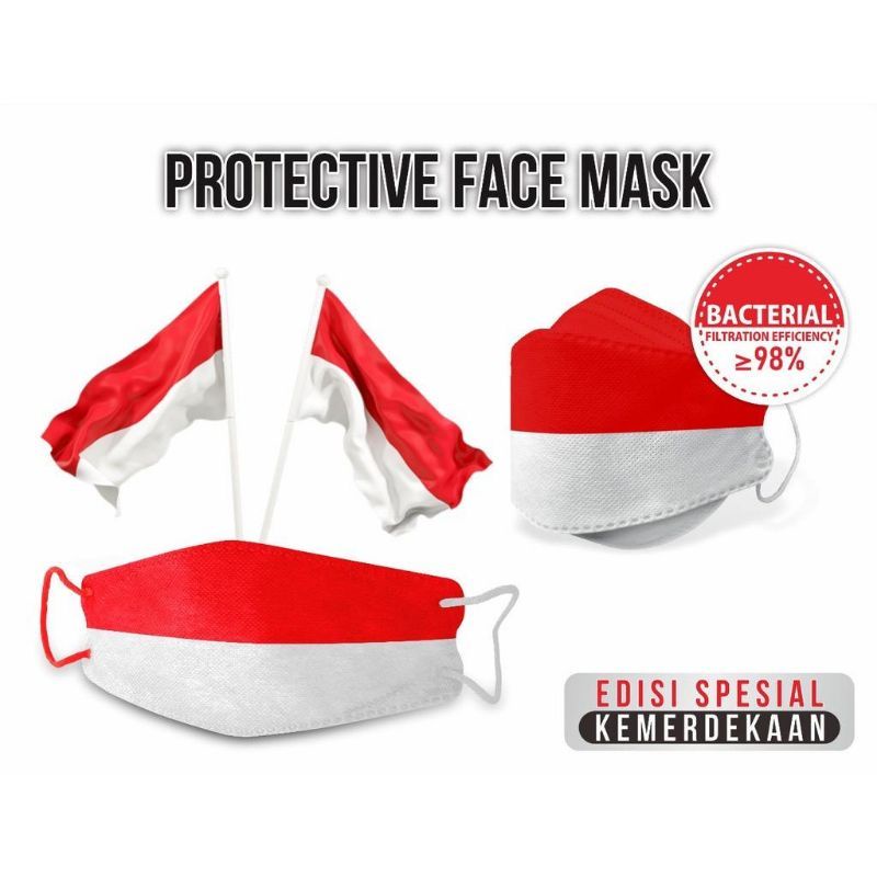 Jual Masker Merah Putih KF94 Independece Mask Duckbill Merah Putih ...