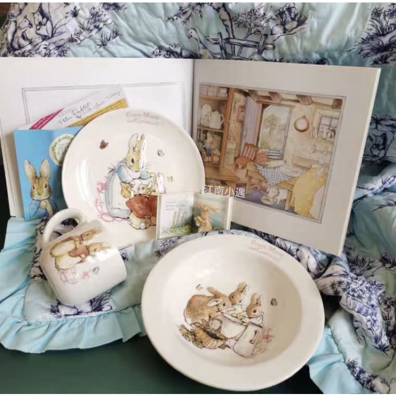 Set piring cutlerry peter rabbit kelinci terlucu ceramic import origin