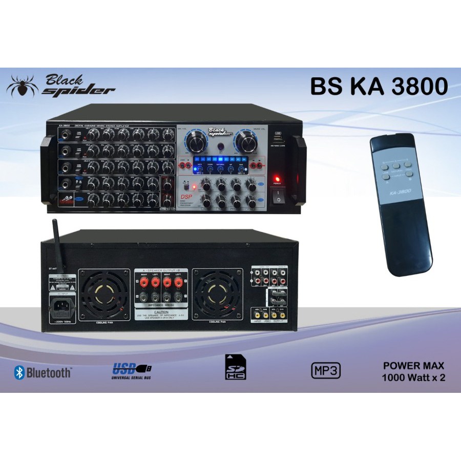 AMPLIFIER BLACK SPIDER KA 3800 AMPLIFIER BLACKSPIDER KA 3800 USB BT