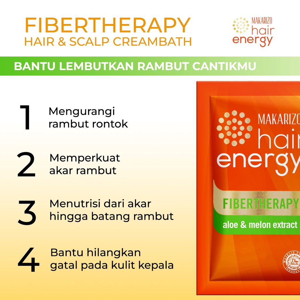 Makarizo Hair Energy Fibertherapy Hair & Scalp Creambath Aloe & Melon 15 mL / Perawatan Rambut Rontok-3