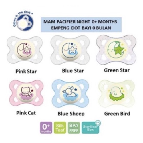 Empeng MAM Pacifier Night 0m+ 6m+ Empeng Bayi MAM Newborn