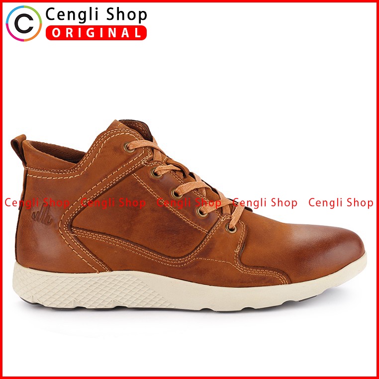 SEPATU BOOT CASUAL JIM JOKER PRIA ORIGINAL KULIT ASLI COKLAT JJ27