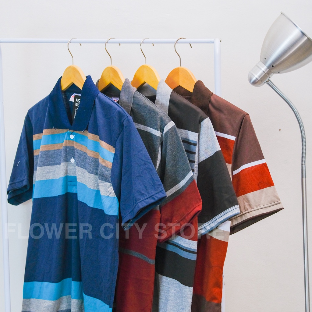 Kaos Kerah Salur Kaos Wangki Salur Dewasa Polo Salur Dewasa Baju Pria Dewasa Kaos THR Murah