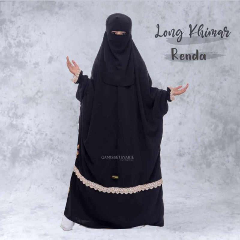Long Khimar Anak Renda Overhead Jilbab Instan Anak Lengan