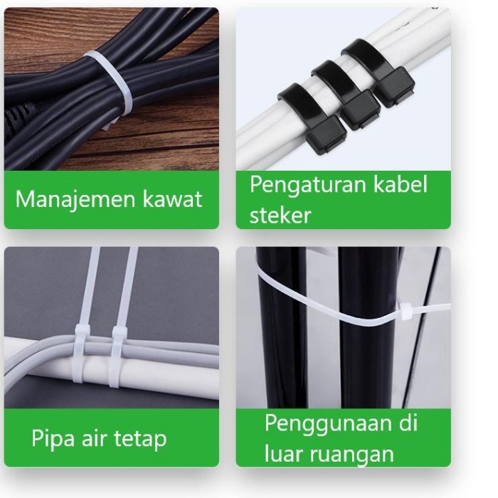 Kabel Tis Besar Kecil Pengikat Kabel Super Kuat Cable Tie Bermacam Ukuran Berkualitas Putih Hitam