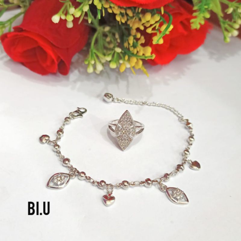 GELANG TANGAN WANITA TITANIUM FREE CINCIN MOTIF PILIHAN LAPIS EMAS 22 K ANTI KARAT