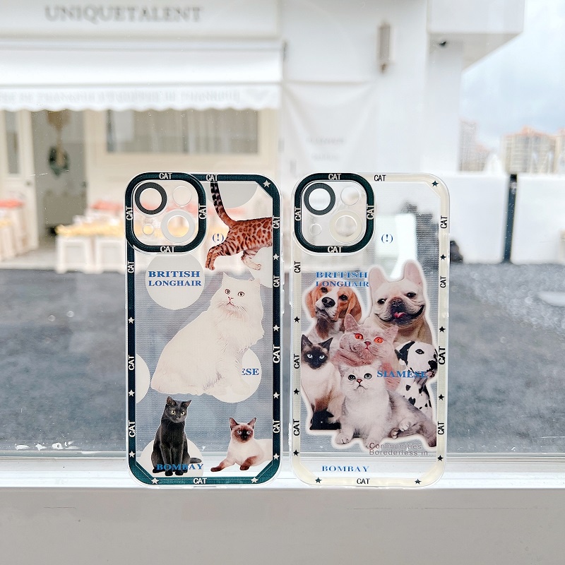 Soft Case Pelindung Lensa Anti Jatuh Motif Hewan Kucing Untuk iPhone 12 13 Pro MAX 11 X XR XS MAX 7 8 Plus