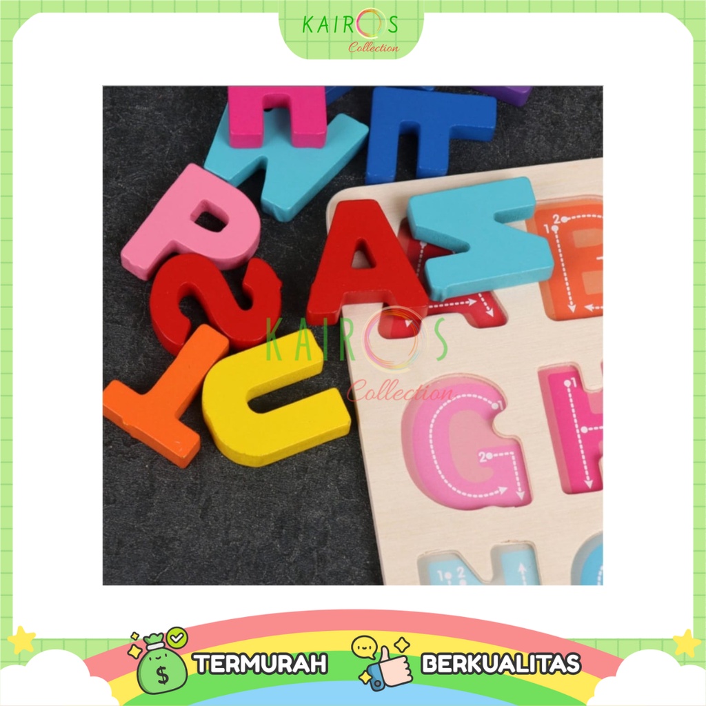 Puzzle Chunky Landscape Mainan Kayu Anak Mengenal Huruf Angka Bentuk