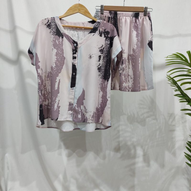 PIYAMA KANCING PENDEK HITS PIYAMA KANCING BUSUI | PIYAMA RAYON | HOMEWEAR-NK PD T