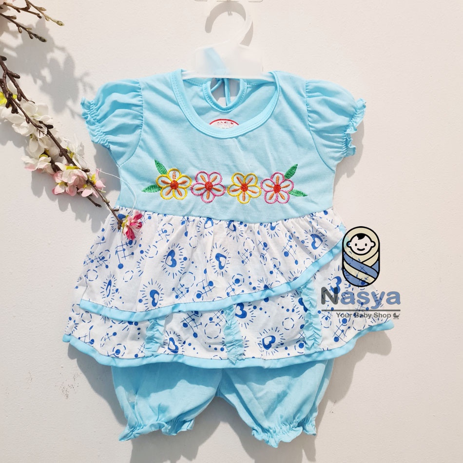 [N-093] NEW !! Setelan Baju Bayi perempuan celana pop (0-6 bulan)