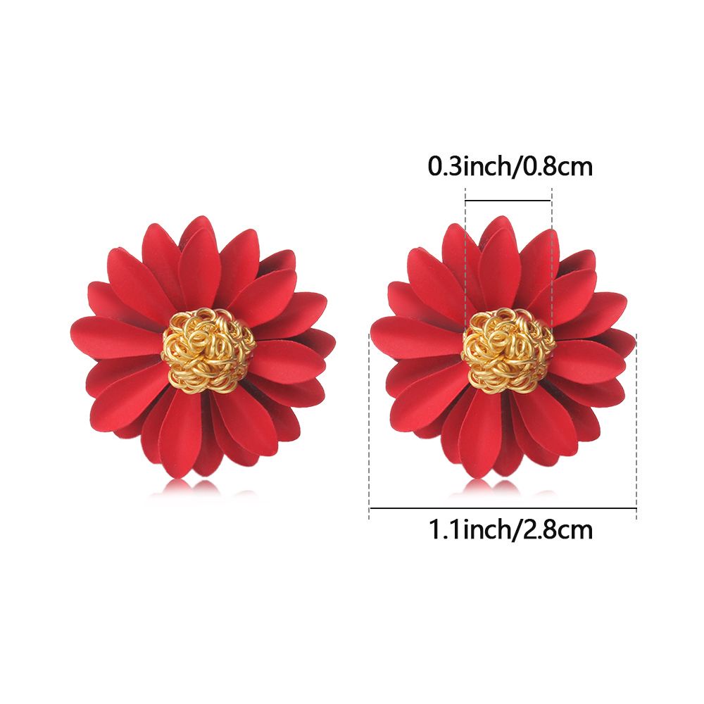 CHOOKEY Anting Stud Desain Bunga Besar Warna-Warni Gaya Korea Untuk Wanita