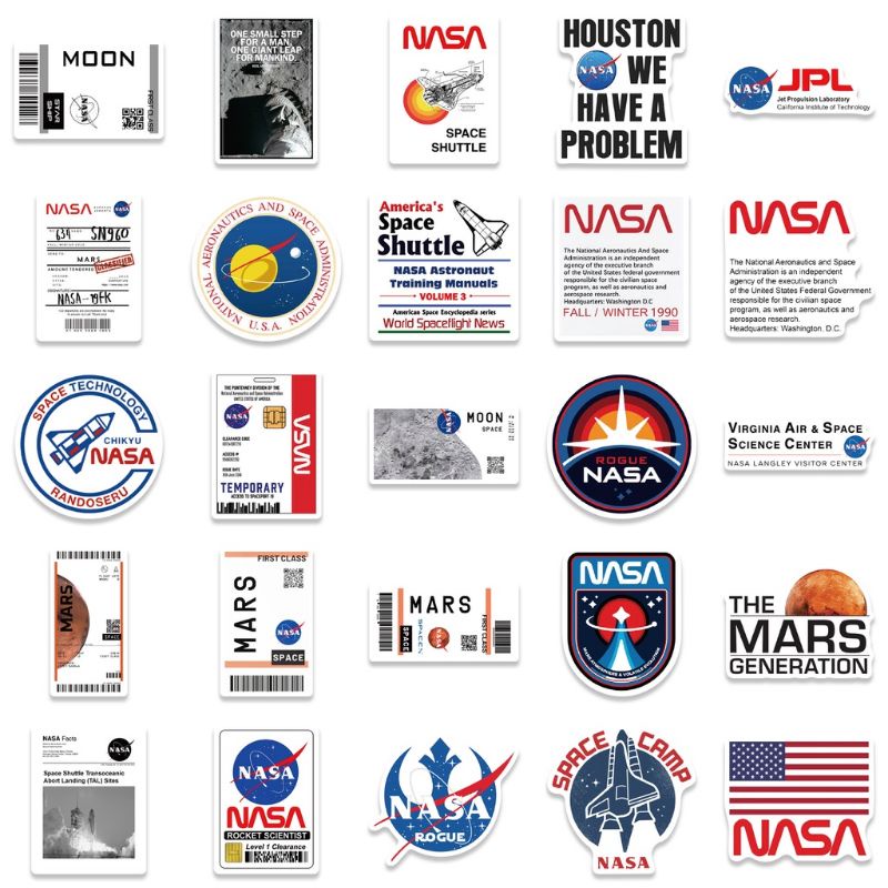 (5 Pcs) Stiker Nasa Random / Stiker Motif Aesthetic / Stiker Estetik Nasa / Stiker Tempel / Stiker