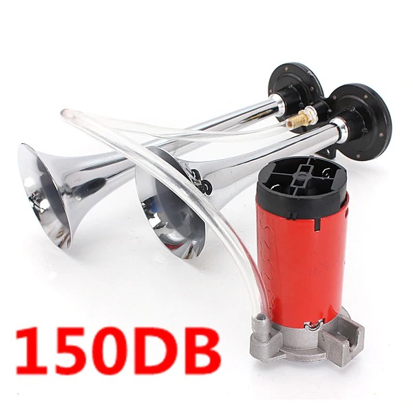 Klakson Trompet Mobil / Klakson Air Horn Mobil / / Klakson Trompet Mobil Dual Air Horn 150dB 12V -Silver