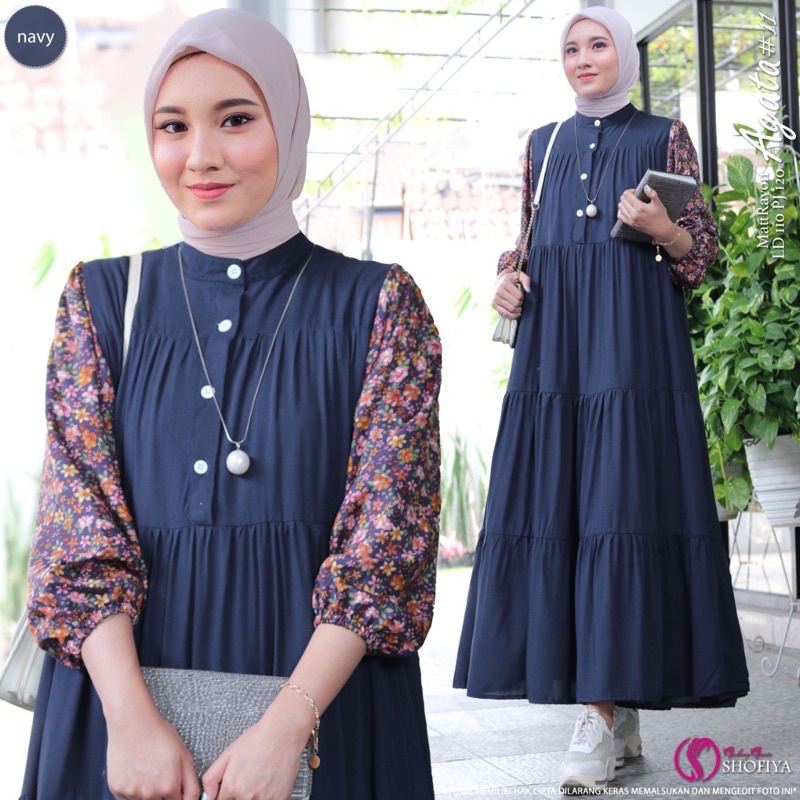[VICAN] DASIMA #2 AGATA #11 #12 SERIES MIDI HOMEY DRESS GAMIS PAKAIAN WANITA FASHION BUSANA MUSLIM MODERN TERBARU SUPER BEST SELLER ORIGINAL GGS BY SHOFIYA-Agata 11 - Navy