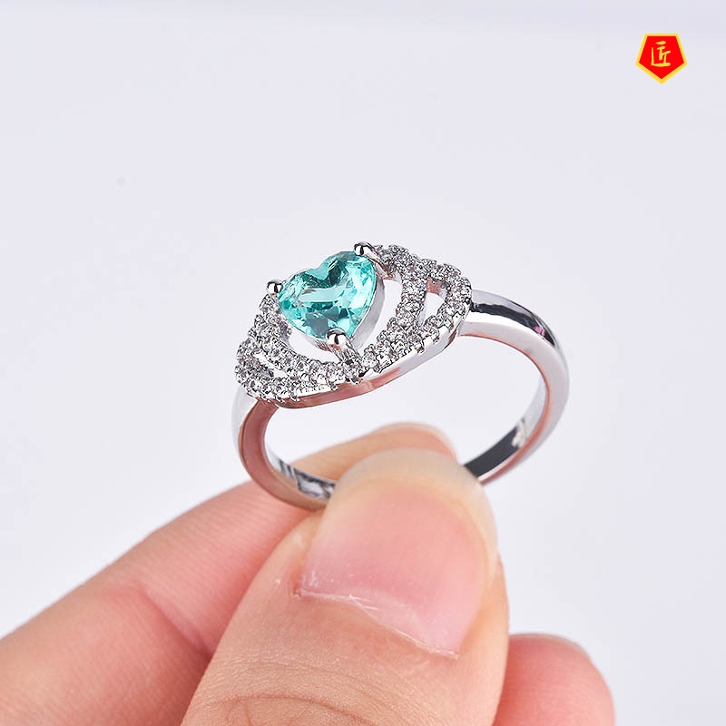 [Ready Stock]Double Heart-Shaped Diamond Ring Fashion Hollowed-out