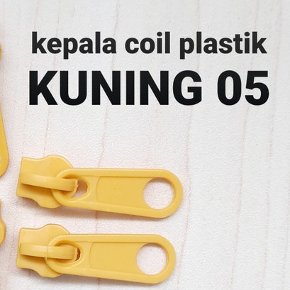 kepala resleting sleting coil plastik 05 kuning jual/100pcs murah