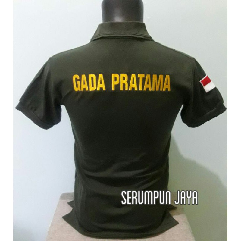 KAOS GADA PRATAMA HIJAU ARMY - KAOS KERAH GADA PRATAMA HIJAU ARMY FULL BORDIR