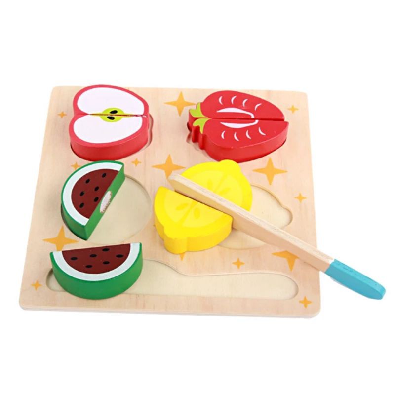 KABI mainan potong buah dan sayur / wooden toys / mainan masak masak / mainan kayu