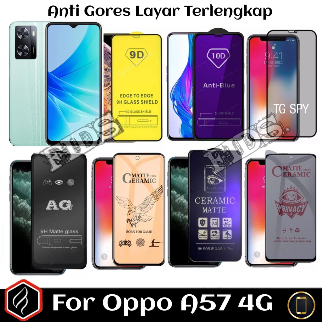 [ANTI GORES LAYAR] For OPPO A57 4G / OPPO A77s Tempered Glass Privasi / Anti SPY / Anti Blue Ray / Ceramic Matte / Ceramic Blue light / Ceramic Privasi / Pelindung Layar Handphone Oppo A57 4G/A77s