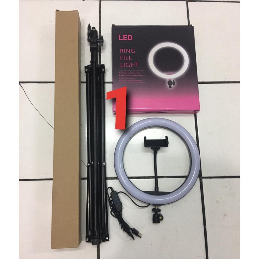 BOS - TRIPOD LIVE 2.1 METER PLUS SELFIE RING LIGHT LAMPU LED 26CM / 33CM | RINGLIGHT 45CM