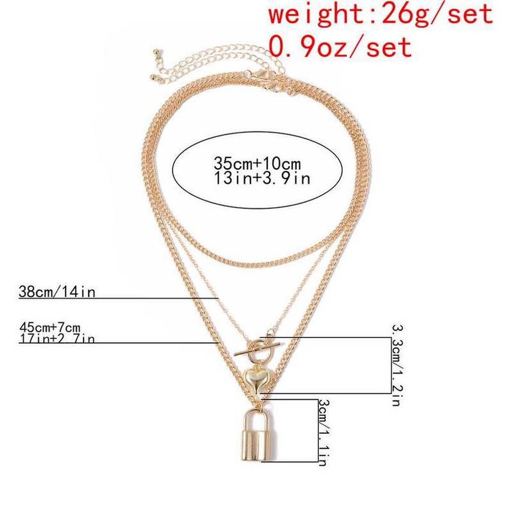 Simple OT Buckle Multilayer Necklace Personalized Creative Lock Pendant Necklace Fashionable Alloy Jewelry