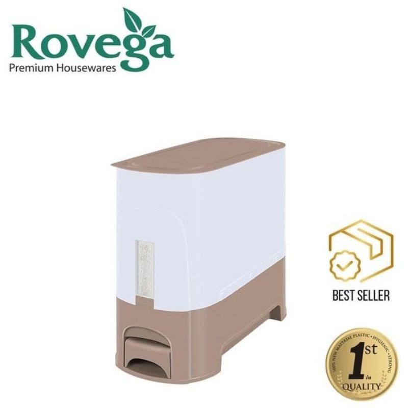 Rovega Rice Wise 5/15 Kg Dispenser Container Kotak Box Tempat Beras Penyimpanan