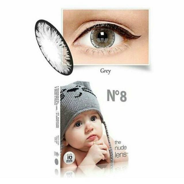 Softlens X2 ICE N8 16 MM Normal &amp; Minus (-0,50 S/D -10,00) By Exoticon / Soflen ICE N8 / ICE NO 8 By X2 Exoticon / Ice N8 / Ice No8 / Ice No8 / Big Eyes / Soflen Dolly / Soflen / Softlen / Soflens / Black Grey Hazel Blue / 1