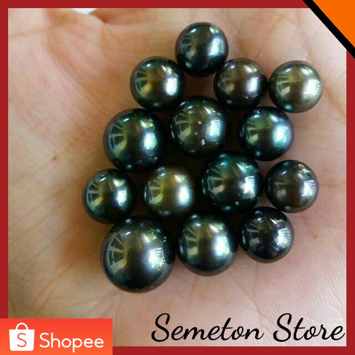 Butiran Mutiara Air Laut Hitam Asli lombok aksesoris perhiasan wanita cewek RM179