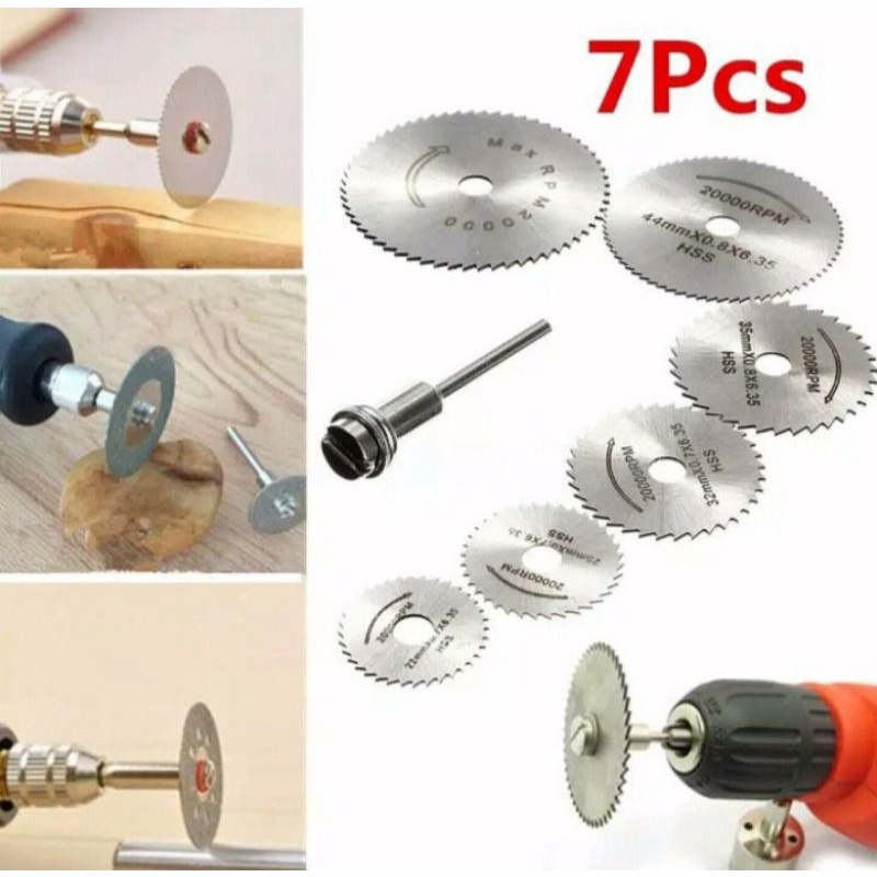 Mata Bor mini gergaji potong HSS 7pcs Grinder Tuner Dremel & Mendrel