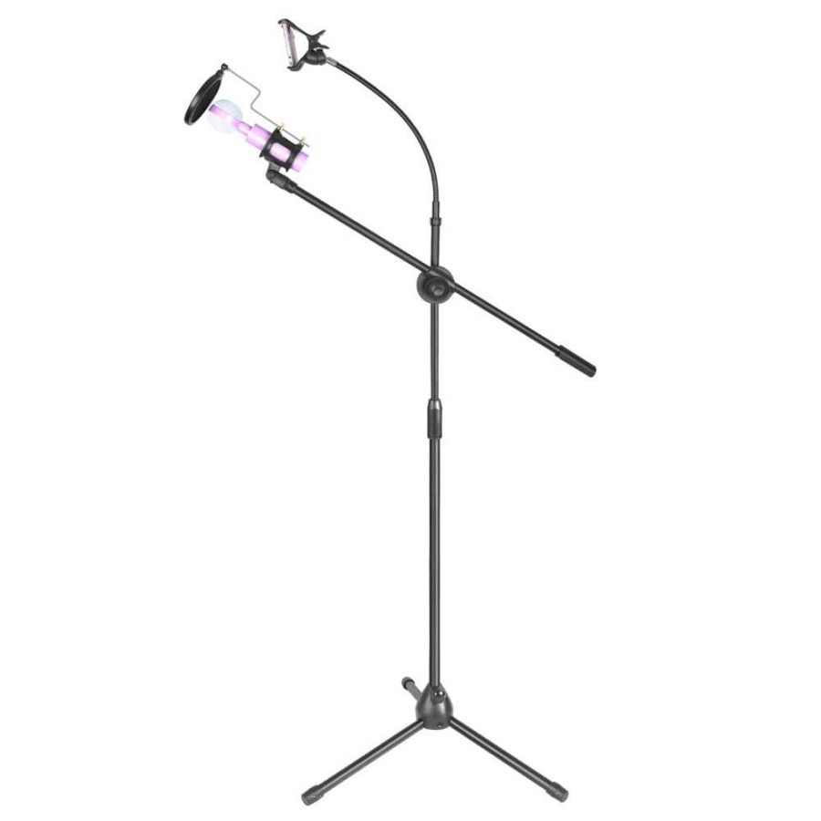 Stand Mic Microphone Degree + Holder Handphone