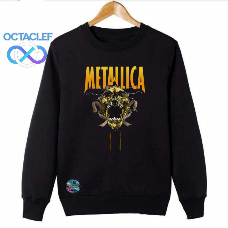 OCTACLEF Crewneck Sweater Seatshirt Jaket Printing DTG Music Band Metallica Unisex Pria Wanita