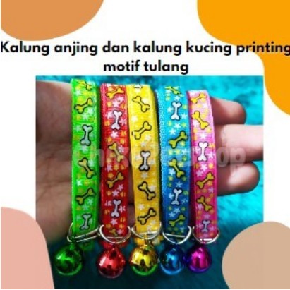 Kalung anjing dan kalung kucing printing motif tulang