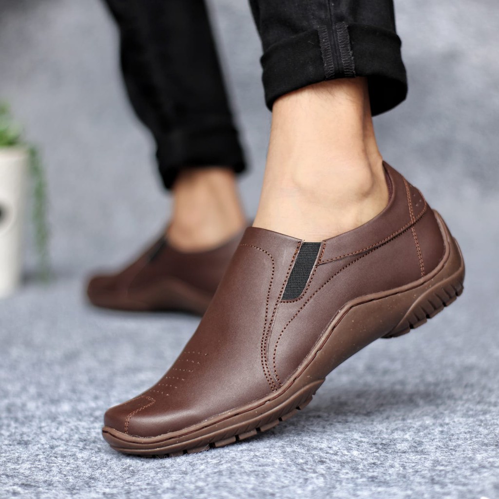 GRNDBL X BADIL Sepatu Slip On Casual Slop Selop Kasual Semi formal Cowok / Cowo Kerja Kulit Asli Pria