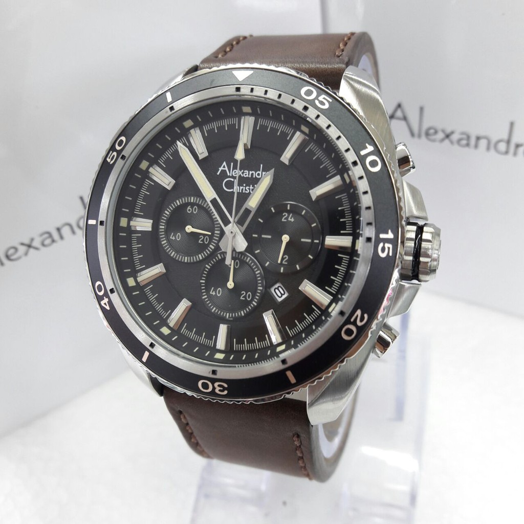 Alexandre Christie AC6572 - Jam Tangan Kasual Pria - Chronograph - Leather Strap