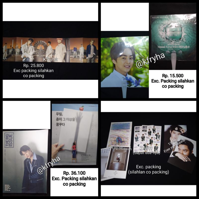 [OFFICIAL] Kipas tangan exo x natrep xiumin, majalah kai, postcard suho, stiker haechan b2s, folded 