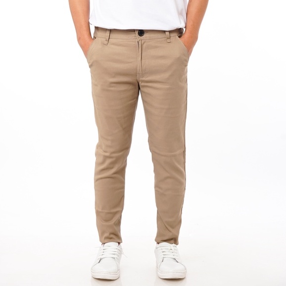 SANVANINA Celana Panjang Bahan Chino Slim Fit Hitam, Abu, Khaki, Cream, Navy, Army Green