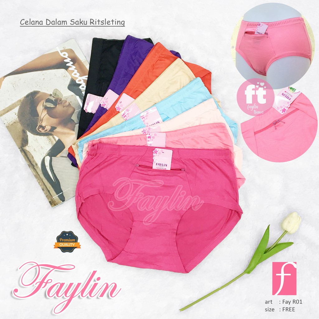 FAYLIN | Celana Dalam Wanita Kantong RITSLETING / Cd Saku RESLETING / BAHAN ADEM LEMBUT/ art Fay R01